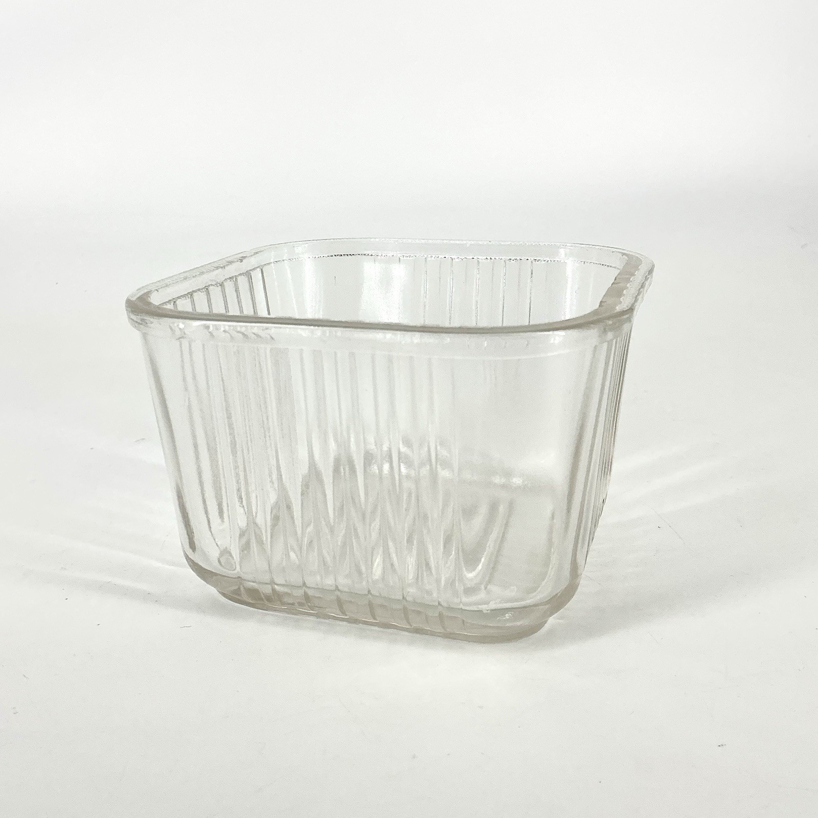 Federal Glass Refrigerator Dish Bottom Only Ribbed Square Vintage 4.25” 002 gallery