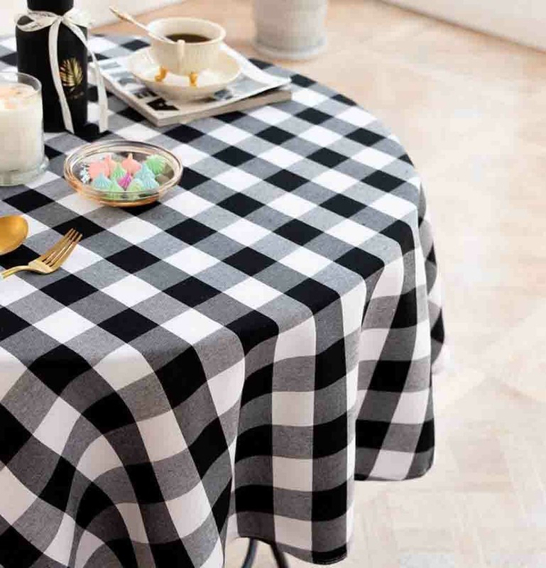 Tektrum 70" Round Tablecloth-Waterproof/Wrinkle Free - Black/White Checker gallery