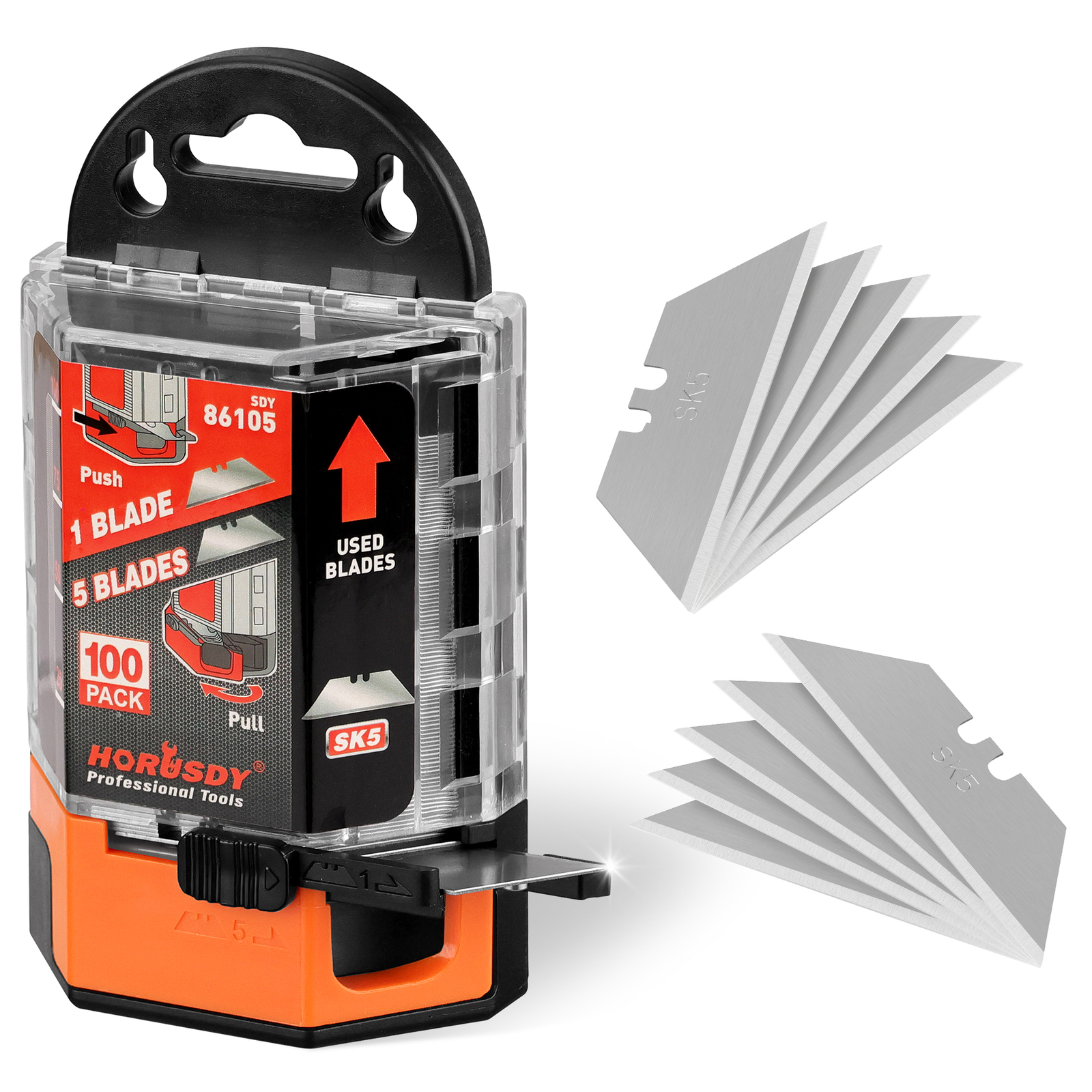 100 PCS Utility Knife Blades General Purpose Heavy-Duty with Dispenser SK5 gallery