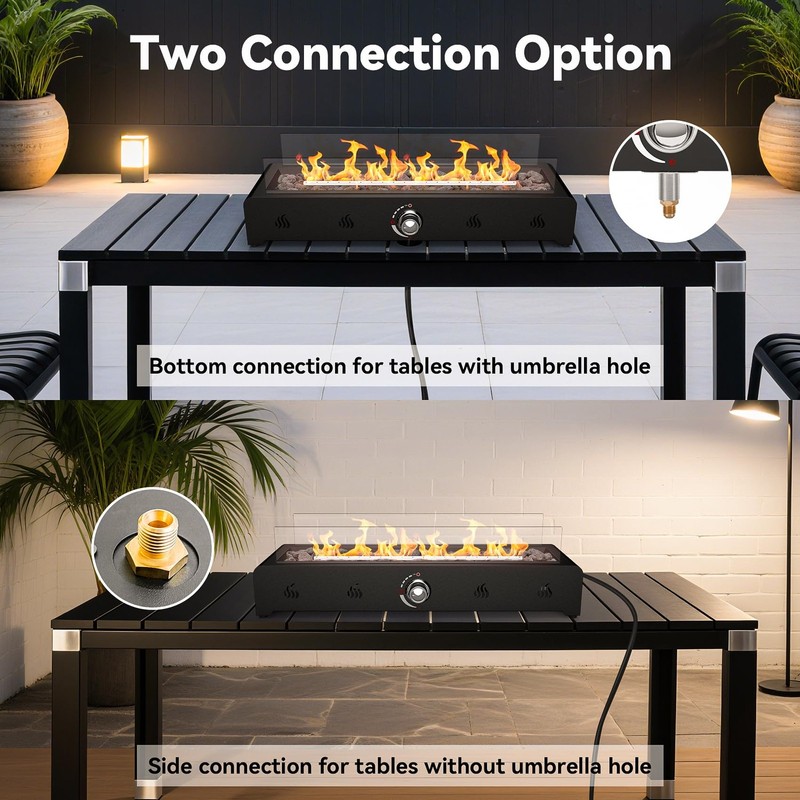 28'' Tabletop Fire Pit, Outdoor Propane Gas Firepit Side-Mounted for Most Tab... gallery