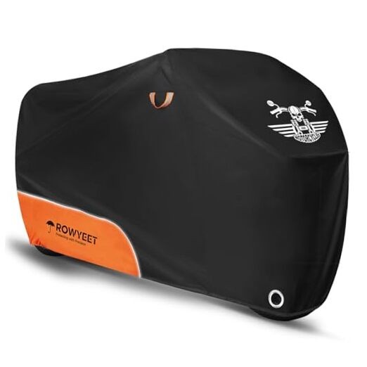Motorcycle Cover Waterproof Outdoor Storage with Lock-Holes, 96.5" 210D Orange gallery