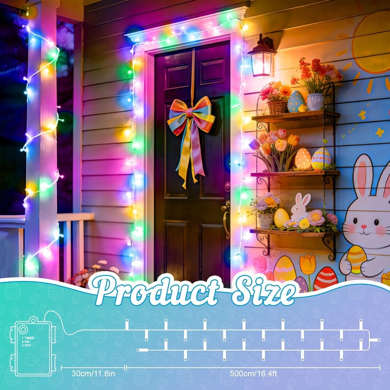 Easter String Lights Battery Operated, Pastel Easter Lights with Timer 16.4ft... gallery