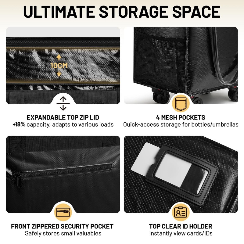 (Medium) Reusable Grocery Bag on Wheels with Upgraded Wrinkle-Resistant Fabri... gallery