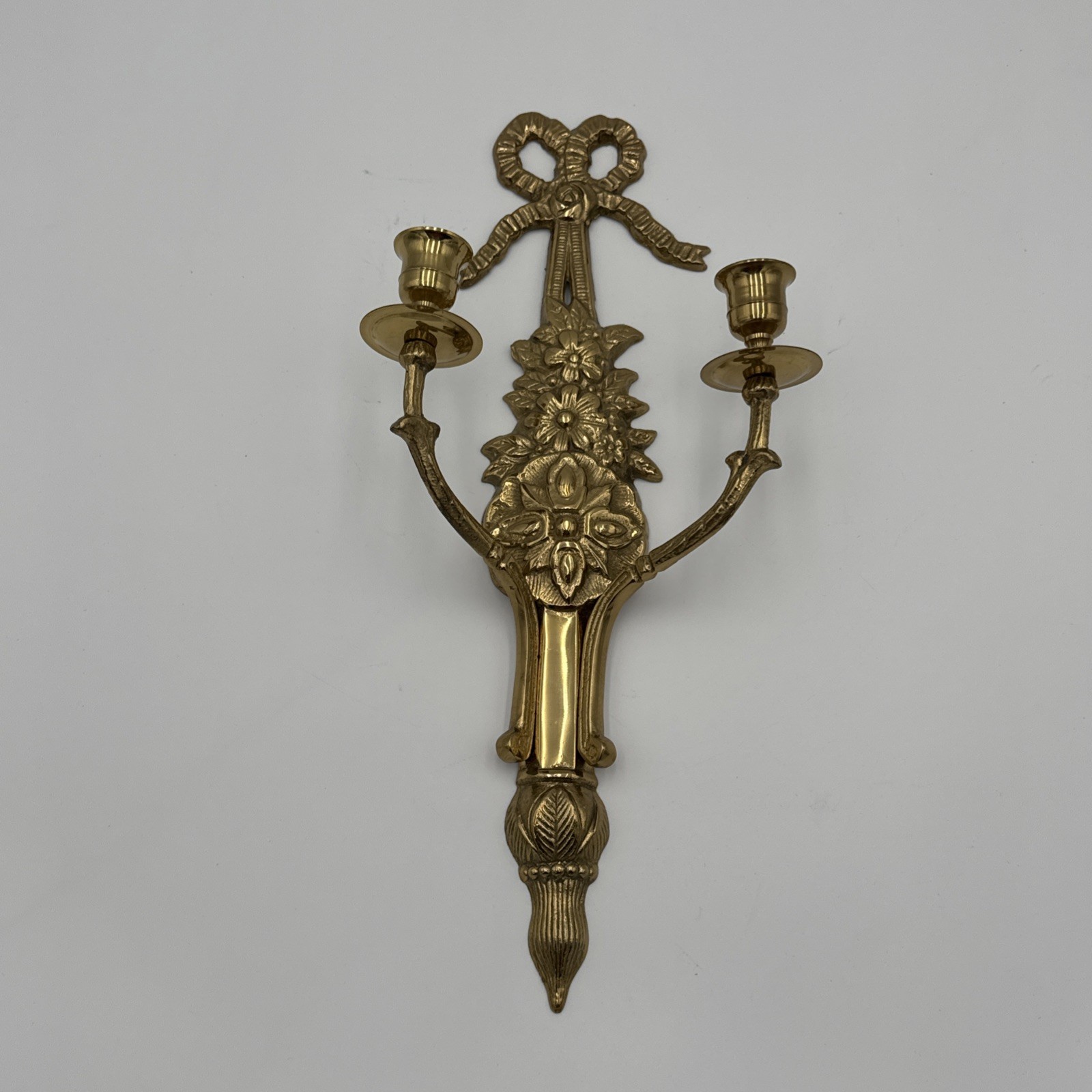 Vintage Ethan Allen Home Collection Brass Wall Sconce 2 Candle Holder gallery