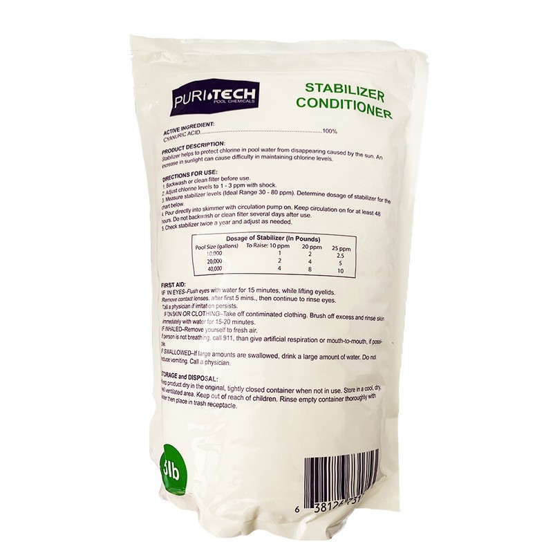 Puri Tech Pool and Spa Stabilizer Conditioner Cyanuric Acid UV Protection 5lbs gallery