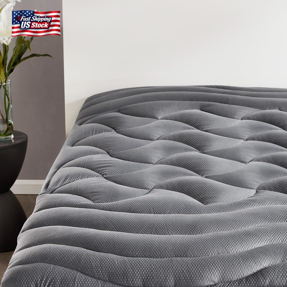 SLEEP ZONE King Mattress Topper, Cooling Mattress Cover for Hot Sleepers, Premiu gallery