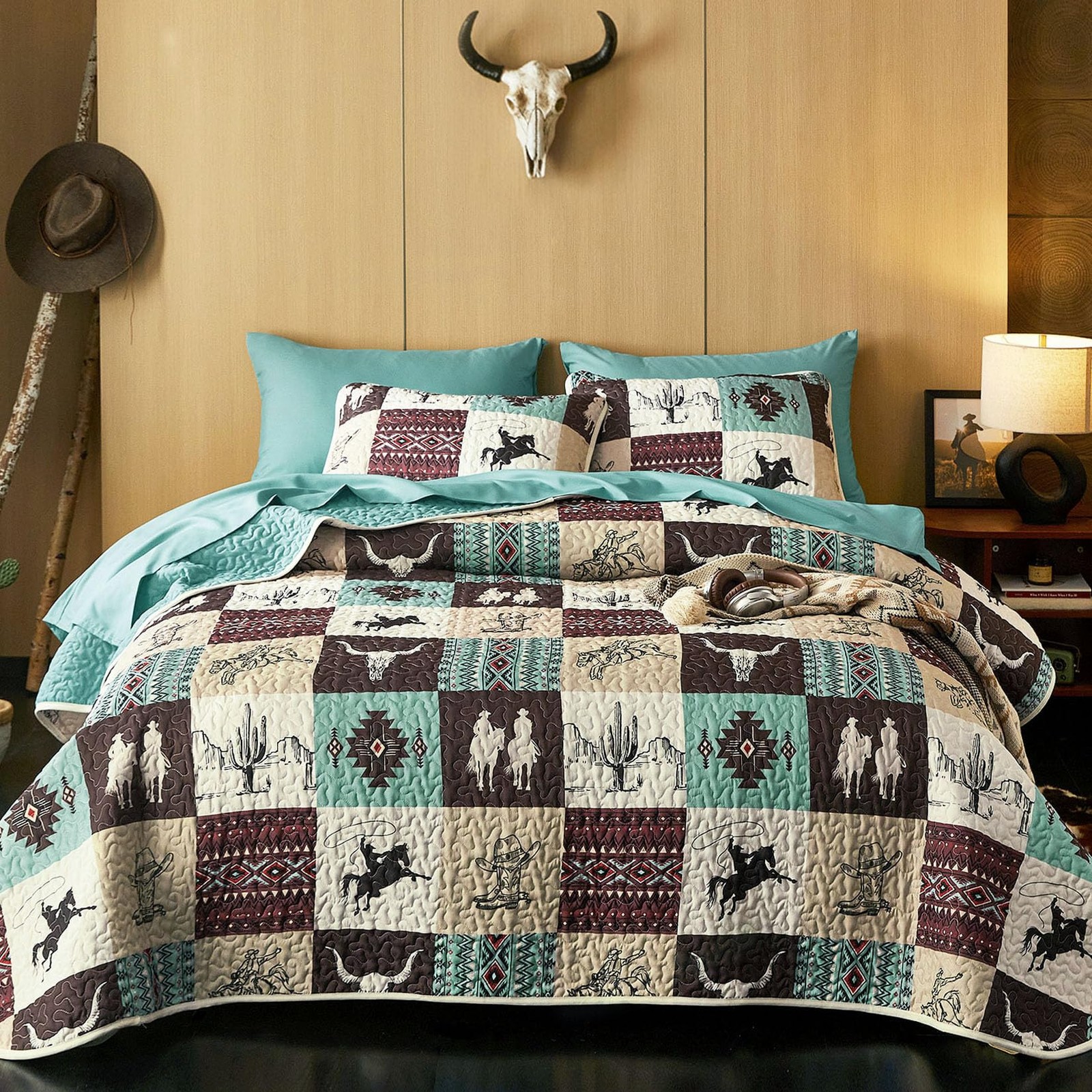 - Western Quilt Set, Southwestern Aztec Country Horse Cowboy Ranch Tribal Nat... gallery
