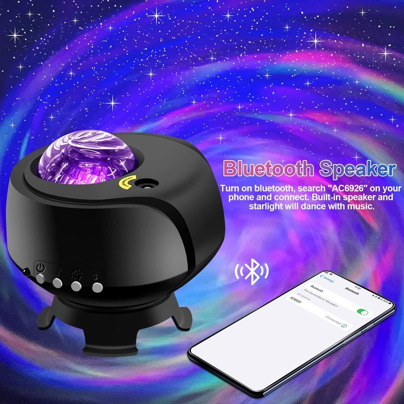 Larger Coverage Area Galaxy Projector,with Changing star projector, Black gallery