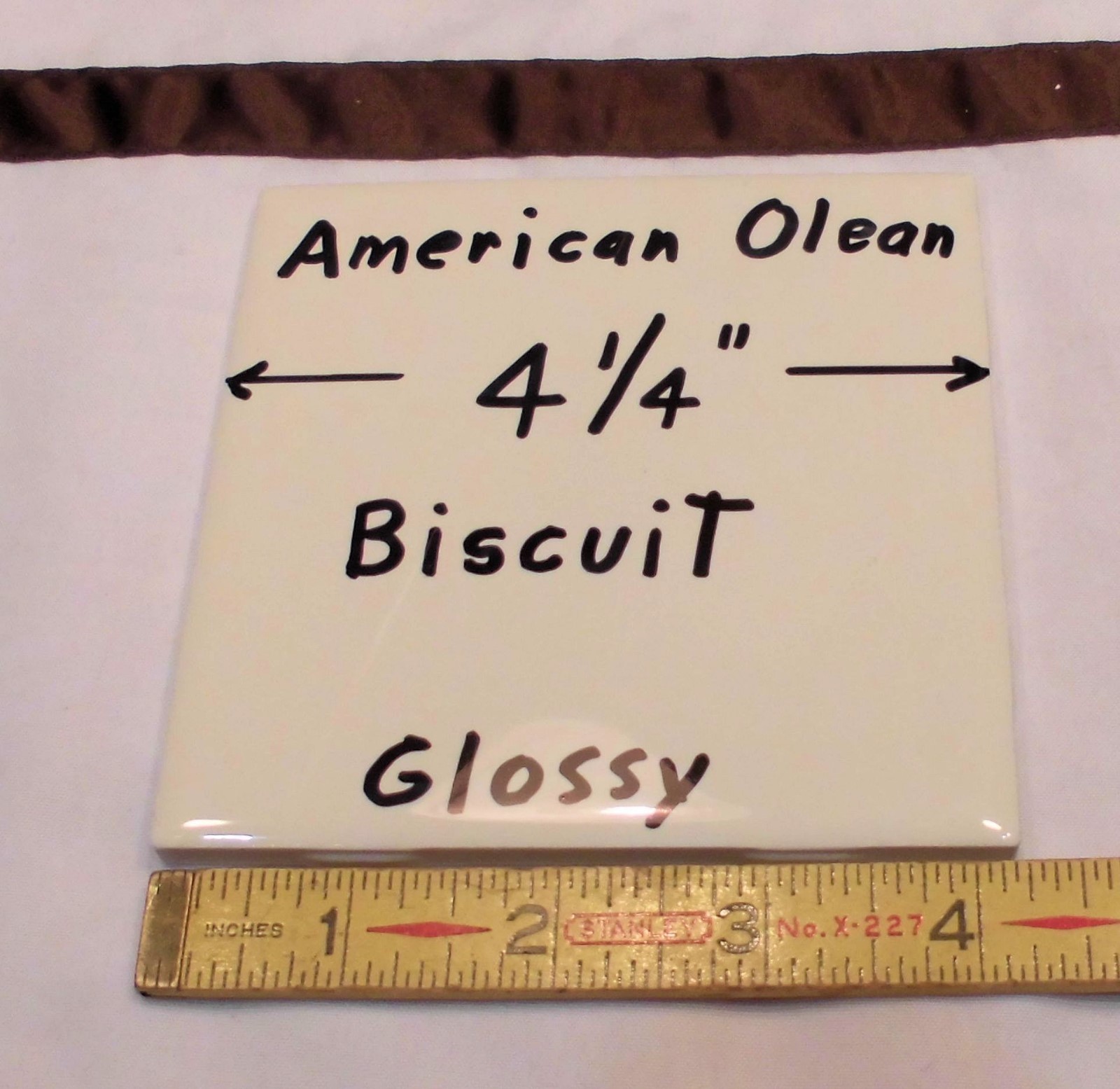 9 pieces: Glossy Ceramic Tiles, Biscuit Color by American Olean 4-1/4" NEW gallery