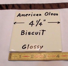 9 pieces: Glossy Ceramic Tiles, Biscuit Color by American Olean 4-1/4″ NEW