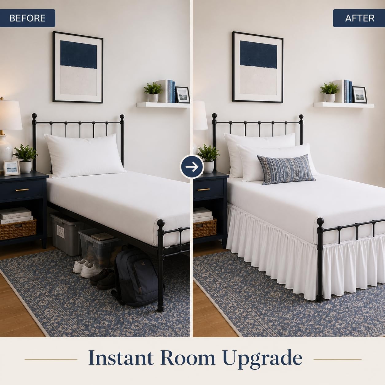 Rajlinen Dorm Room Bed Skirt 100 Microfiber Extra Long Tailored Drop Dust gallery