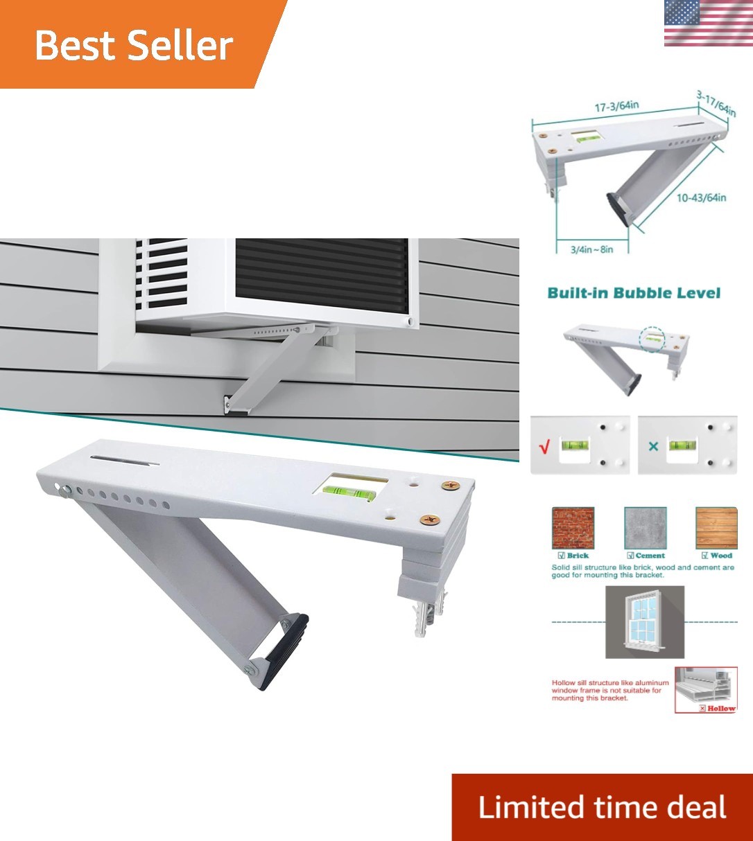 Sturdy Alloy Steel A/C Support Bracket - Fast Indoor Installation, No Damage! gallery