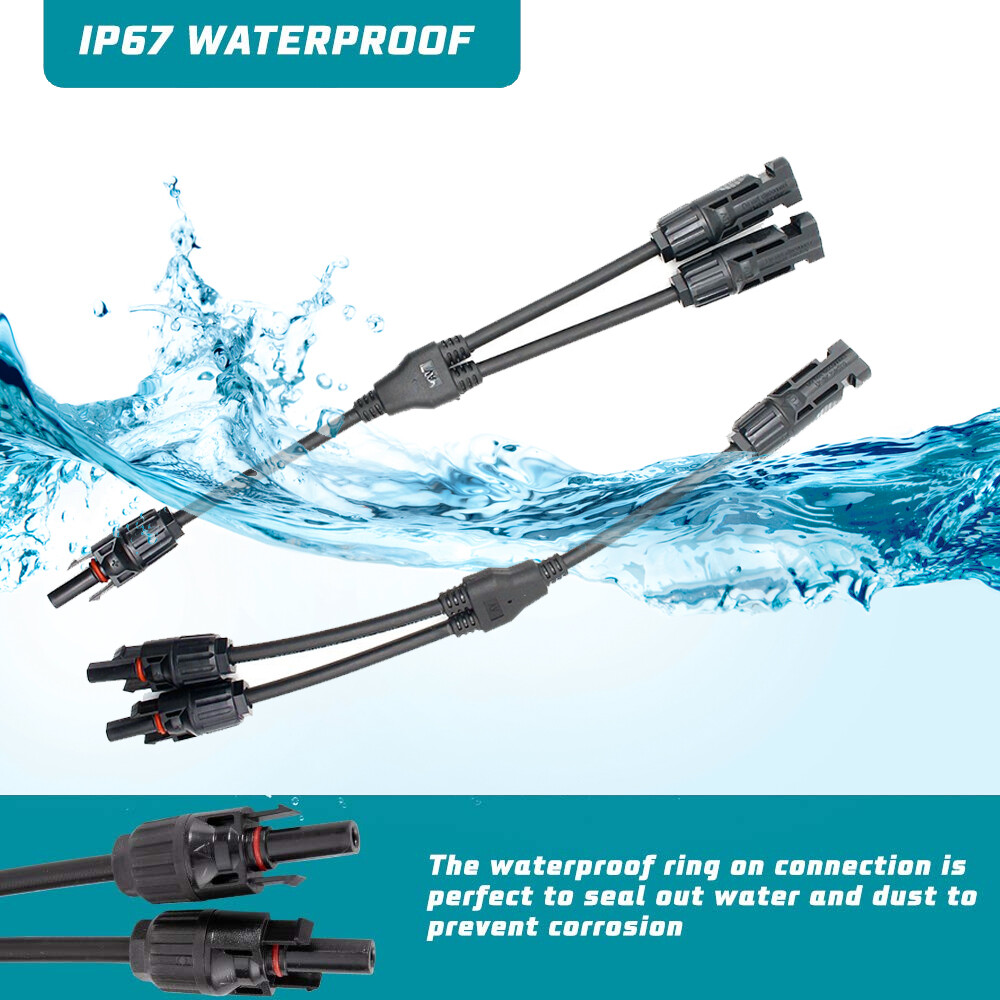 1Pair Solar Cable Splitter Waterproof IP67 2Y Branch Solar Panel Cable Connector gallery