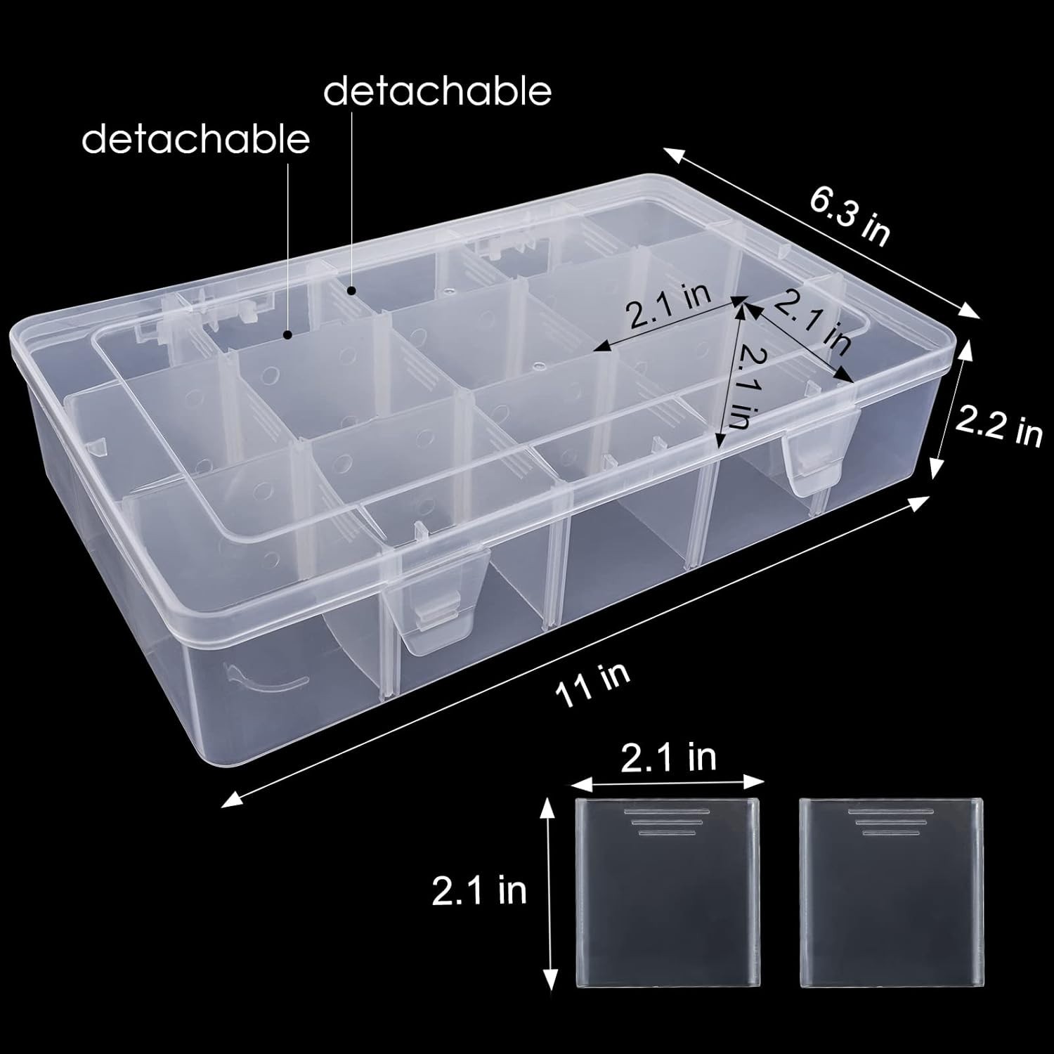 15 Large Grids Plastic Organizer Box with Dividers, Clear Compartment Container gallery
