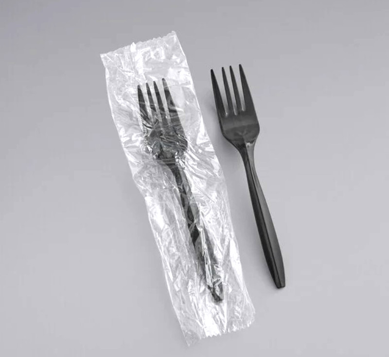 Individually Wrapped Medium Weight Black Polypropylene Plastic Fork - 1000 pcs gallery