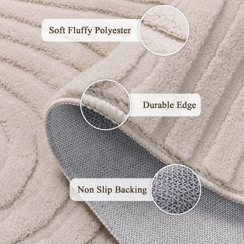 Soft Cozy Fluffy Arch Pattern High Low Pile Area Rugs 4'x6' Non Slip Washable... gallery