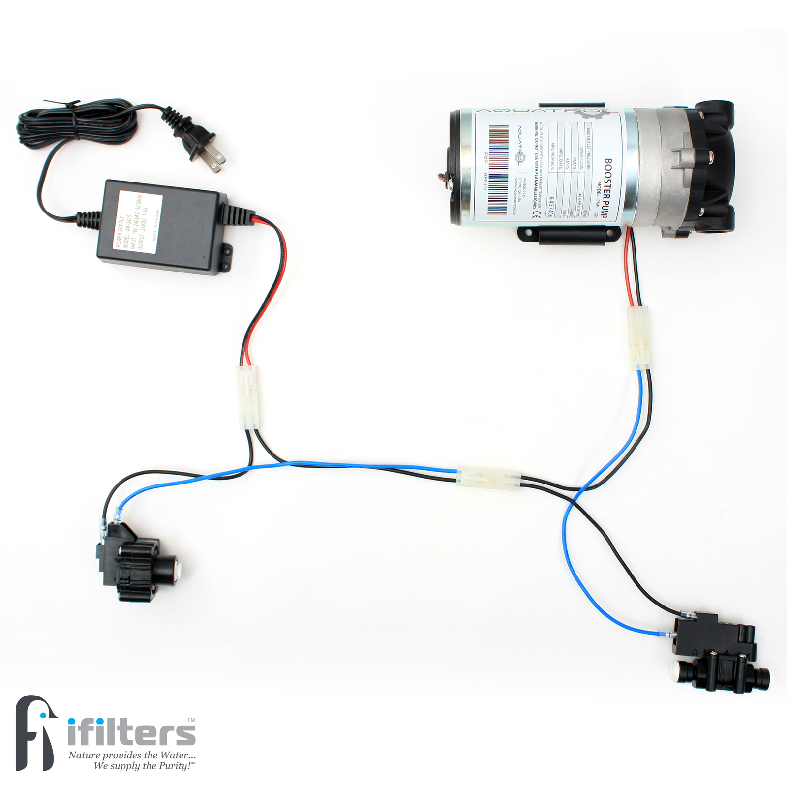 Booster Pump Kit for Reverse Osmosis RO DI Systems Up To 50 GPD, 1/4" QC Ports gallery