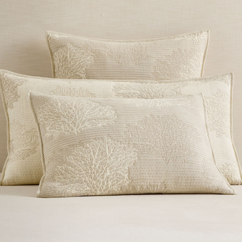 New Pottery Barn Coral Reversible Quilted Sham Pebble King gallery