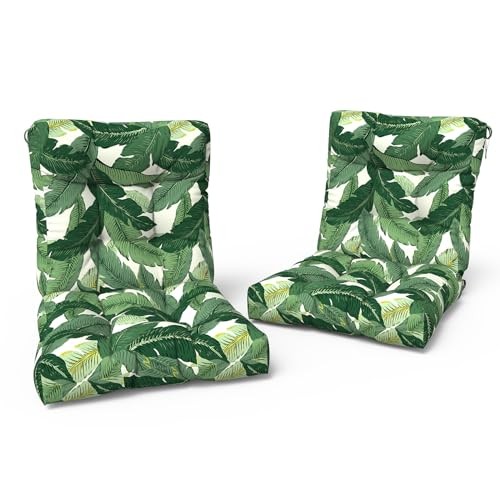 Outdoor Tufted Low Back Cushions, Solid Fluffy 42x21x4 Swaying Palms Green gallery