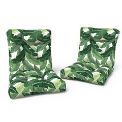 Outdoor Tufted Low Back Cushions, Solid Fluffy 42x21x4 Swaying Palms Green