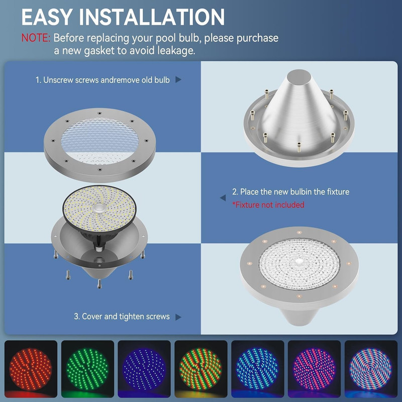 LED Pool Light Bulb for Inground Pool, 2026 Upgraded 120V RGB Color Changing Poo gallery