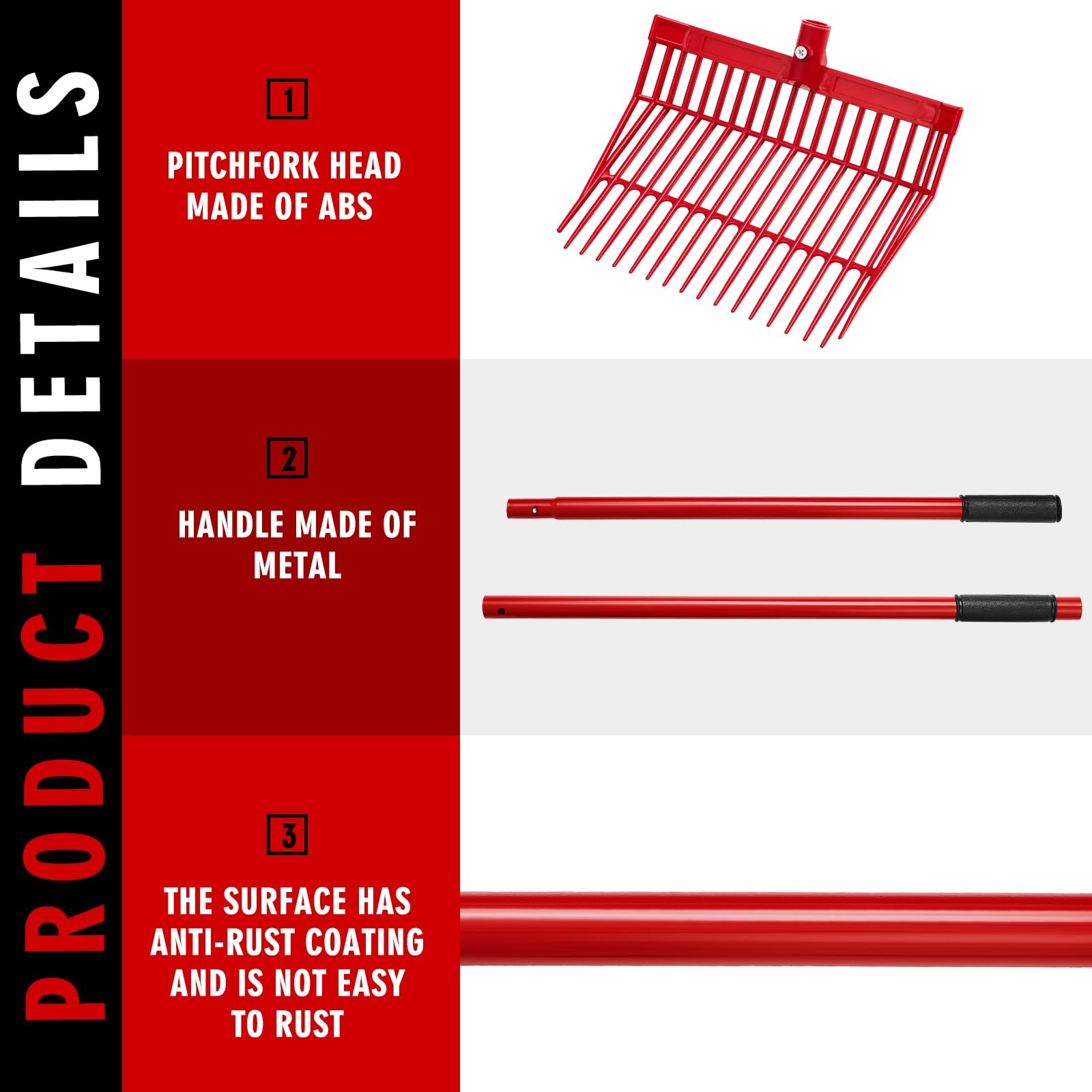 3 Sets Manure Fork with Long Handle, ABS Plastic Head & Metal Handle, Pitch F... gallery