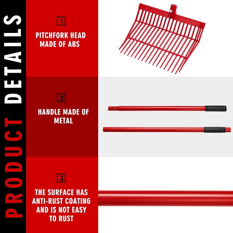 3 Sets Manure Fork with Long Handle, ABS Plastic Head & Metal Handle, Pitch F... gallery