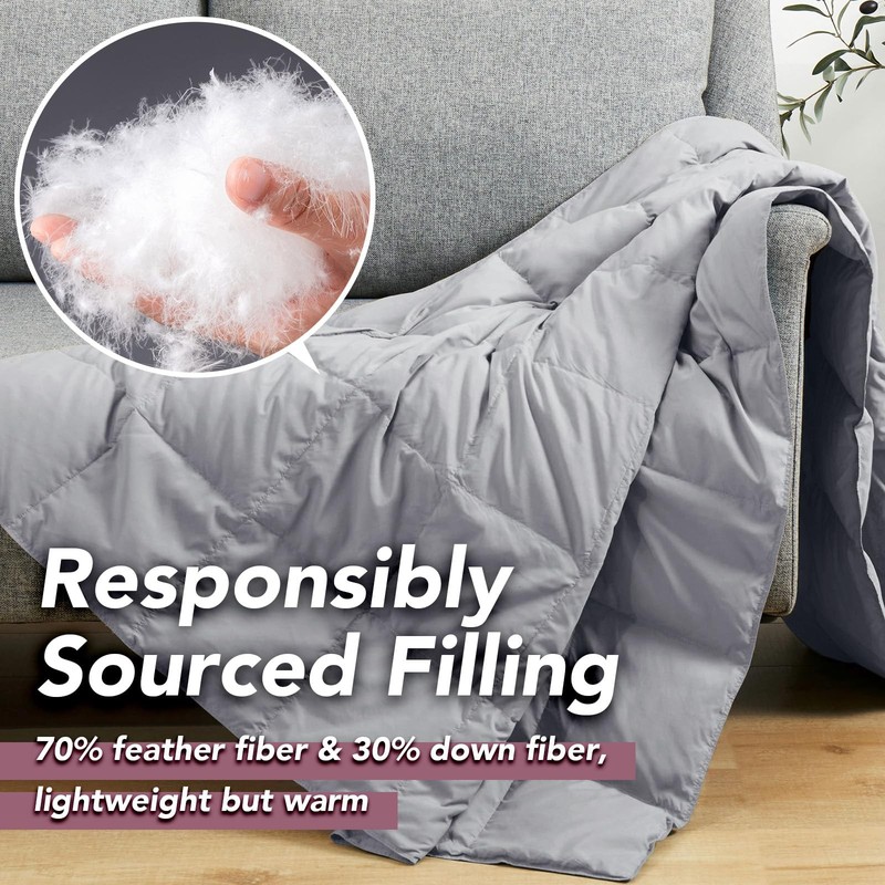 Lightweight Down Throw Blanket Feather Down Throw for Couch Sofa Soft Packabl... gallery