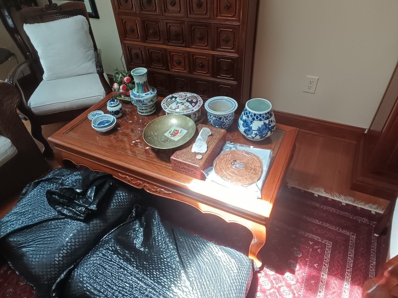 Custom Hand Crafted Solid Rosewood Coffee Table with Glass Top and Carvings gallery