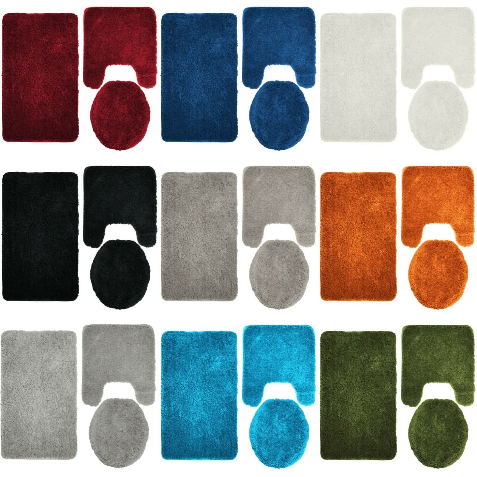 3 PC Bathroom Rug Set Contour Mat Toilet Lid Cover Ultra Soft Fluffy Queen Mary gallery