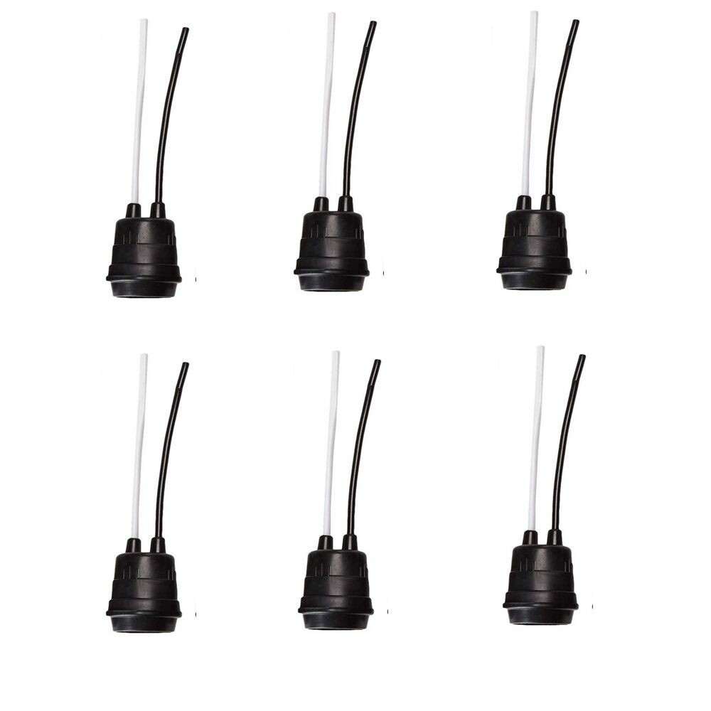 6 Pcs Waterproof Black Pigtail Lamp Light Holder Socket E26 E27 250V 6A C332 gallery