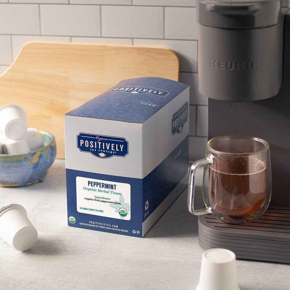 Positively Tea | Organic Peppermint Herbal Tea | 96 Pods, Keurig Compatible gallery