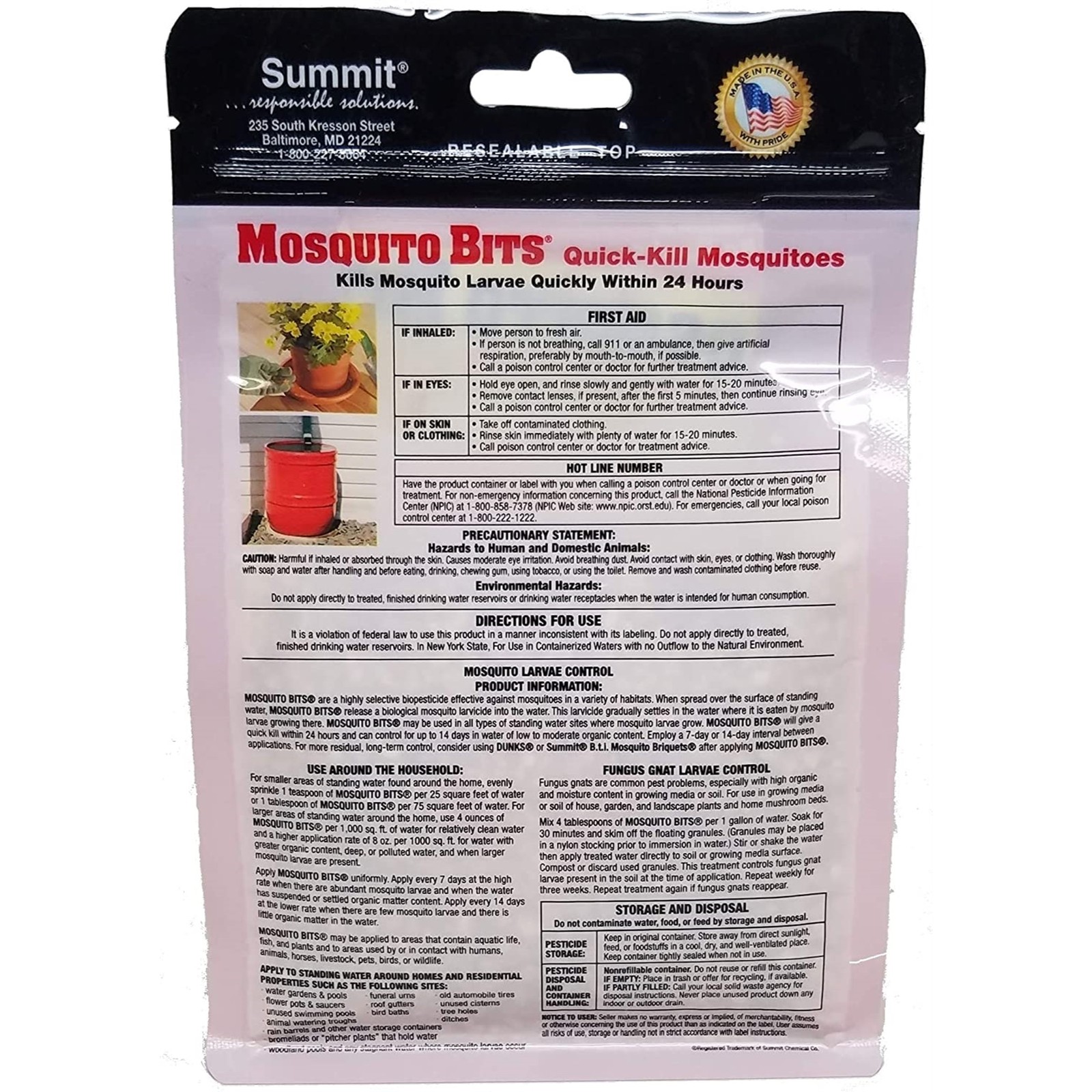 Summit Mosquito Bits Insecticide, 8oz – Controls Mosquitoes & Fungus Gnat Larvae gallery