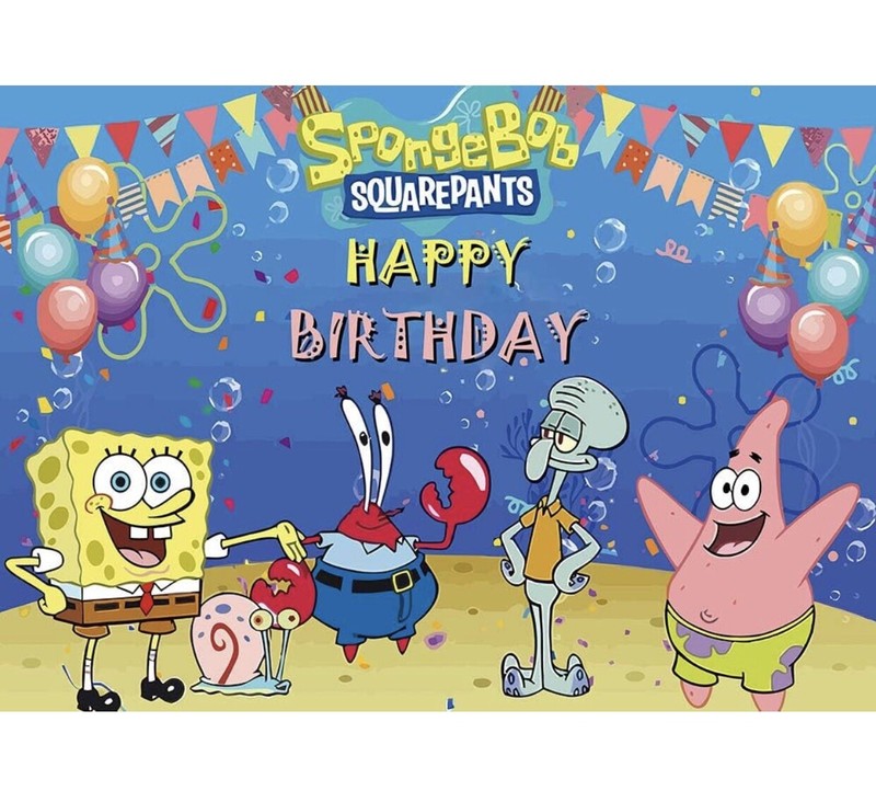 SpongeBob SquarePants Birthday Party Decoration, 5x3.5ft Happy Birthday Backdrop gallery