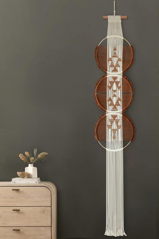 Unique Vintage Macrame Wall Art with Tassels - 11.8W x 65L for Home Decor gallery