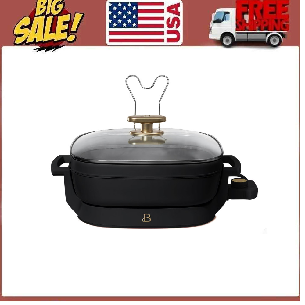 " Beautiful 5 in 1 Electric Skillet - Expandable up to 7 Qt with Glass Lid. Blac gallery