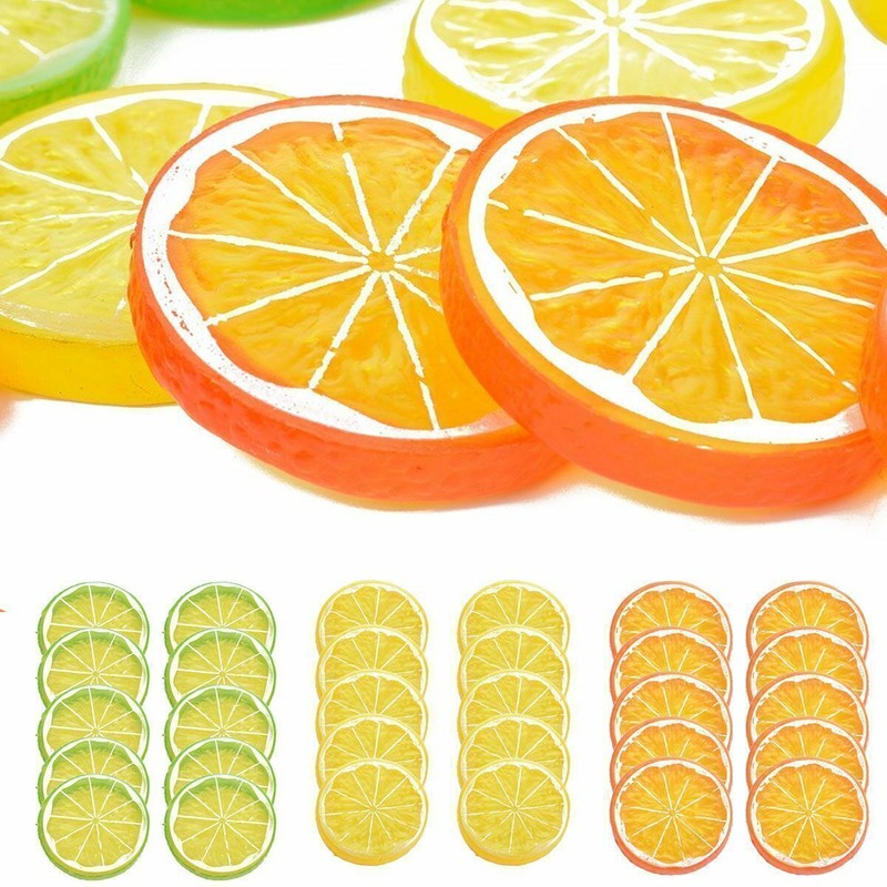 10-30X Artificial Fake Lemon Slice Fruit Simulation Fake Lemon Slices Home Decor gallery