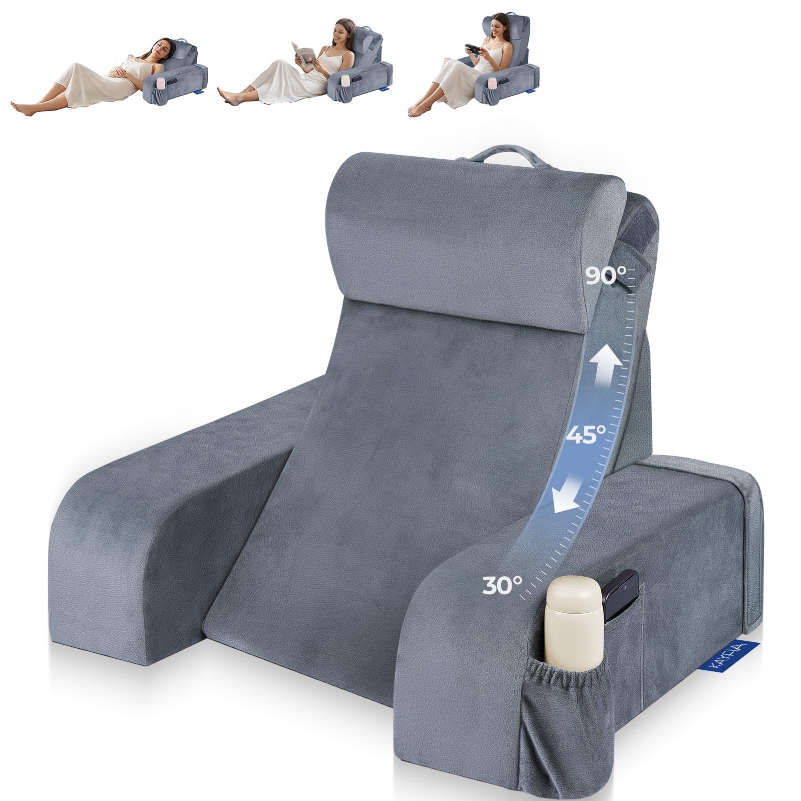 Reading Pillow with 30-90° Stepless Adjustable Angle & Height, 2 in 1 Back We... gallery