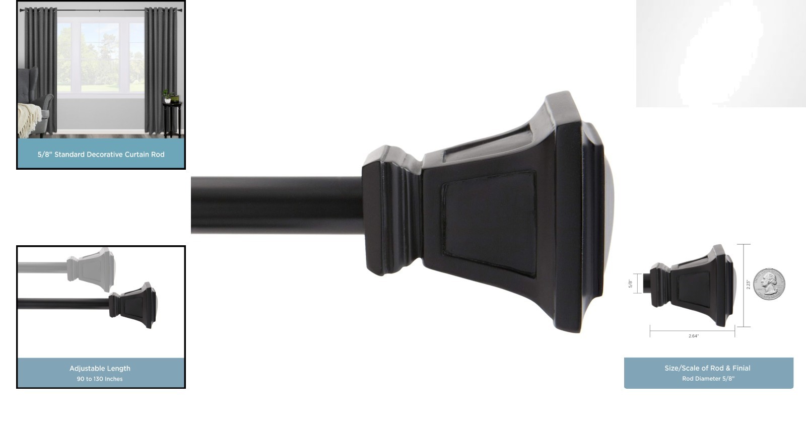Sturdy Adjustable Curtain Rod in Matte Black – Perfect for All Rooms gallery
