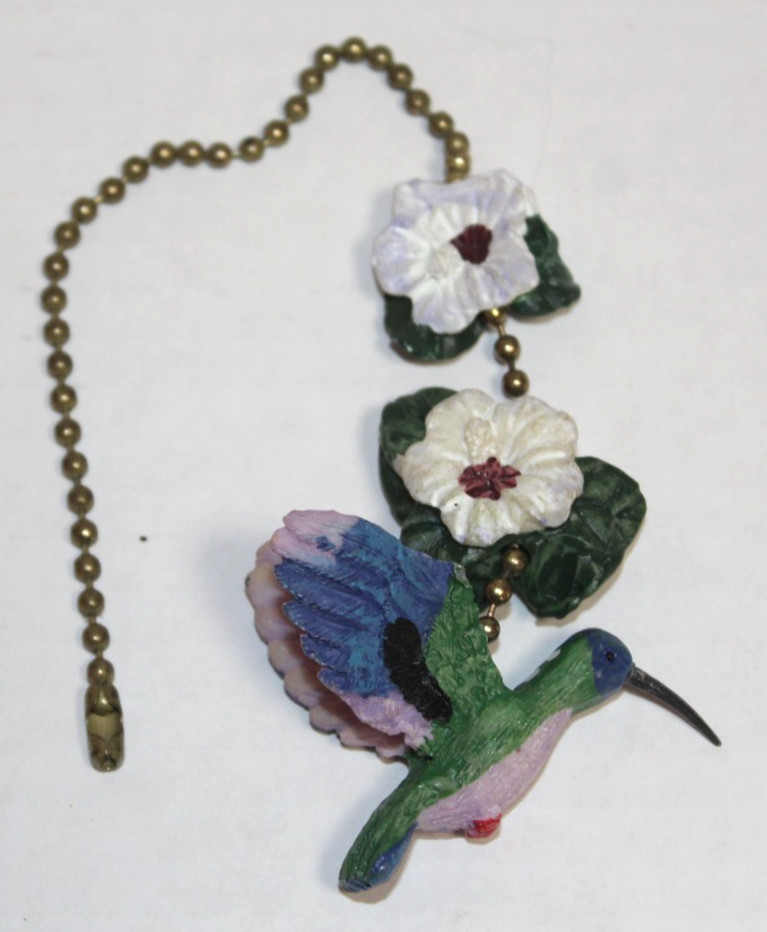 Polystone Hummingbird & Flowers Fan Light Pull Chain gallery