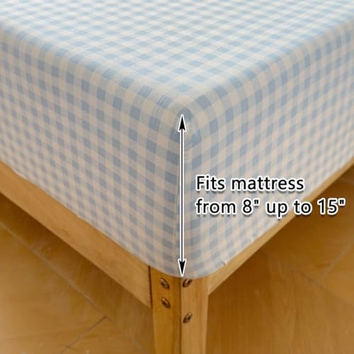 Ruffle Sheet Set, Blue Soft Pre-Washed Microfiber Full Light Blue Gingham gallery