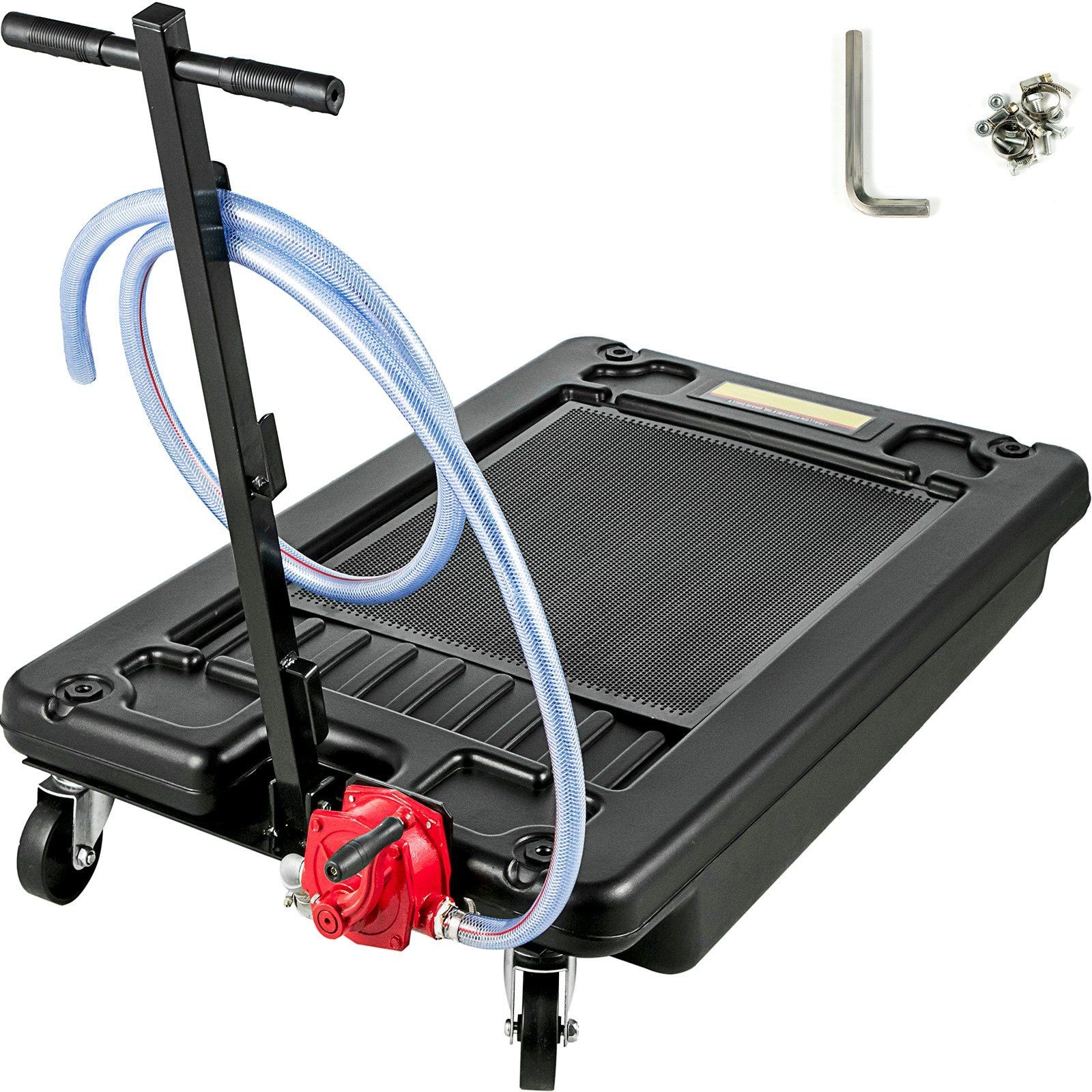 64L 17Gal Low Profile Oil Drain Pan with Pump&8ft Hose Portable gallery