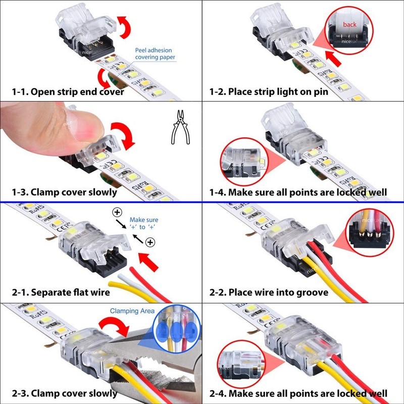 5 PCS CCT Tunable LED Strip Connector 10mm 3 Pin With 9.8 Ft 20 AWG Wire gallery