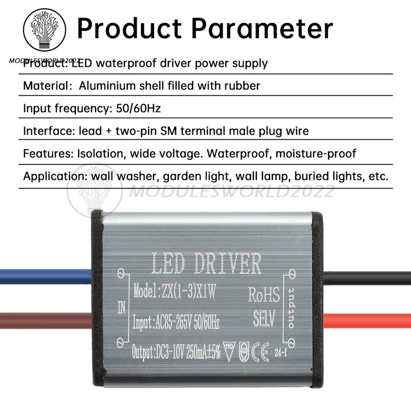 LED Driver 1-24W Adapter Transformer AC85V-265V 250mA Waterproof Power Supply gallery