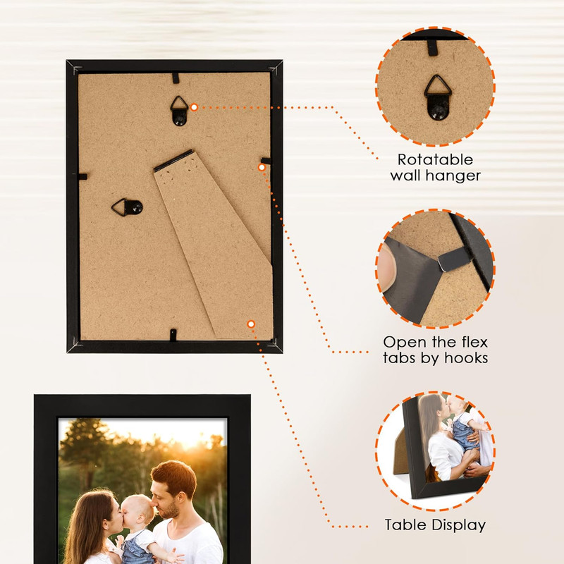 4"x6" Black Picture Frames Set MDF Wall or Tabletop Display Frames Set of 2 gallery