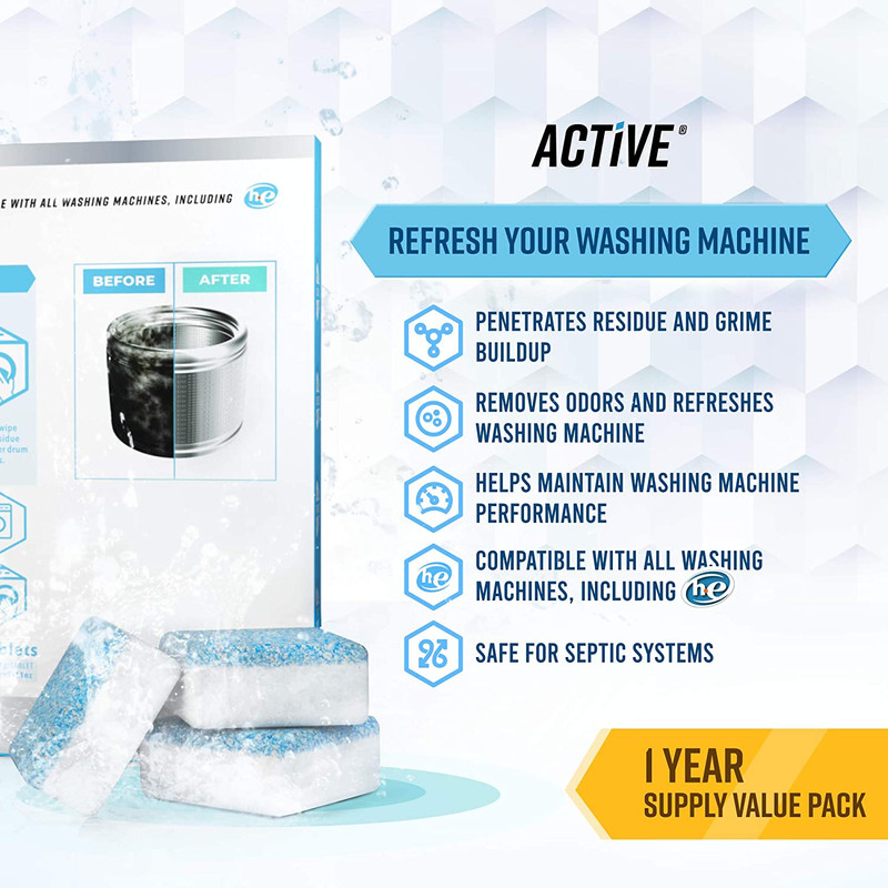 Washing Machine Cleaner Descaler 24 Pack - Deep Cleaning Tablets For HE Front Lo gallery