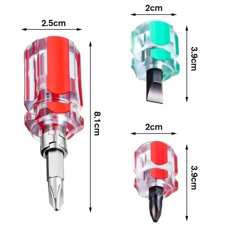 3Pcs Mini Screwdriver Set Short Flat & Phillips 2-in-1 Repair Tool Kit USA gallery