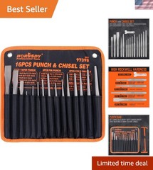 16-Piece Punch and Chisel Set, Including Taper Punch, Cold Chisels, Pin Punch…
