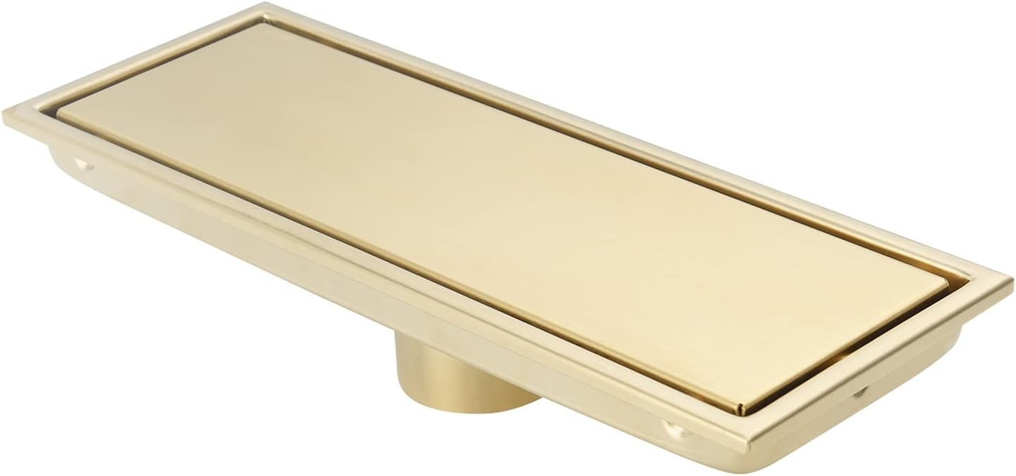 DEOKXZ Linear Shower Drain Pipe 12 Inches 11.8 x 4.3 x 2.44cm, Brushed Gold gallery