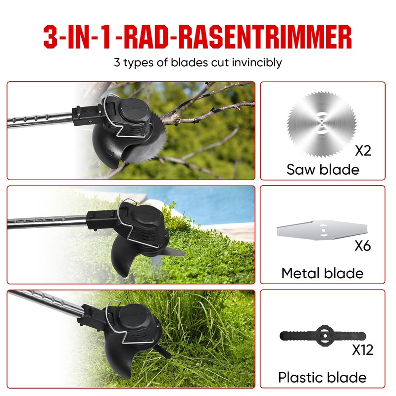 20000mAh Electric Cordless Grass String Trimmer Lawn Edger Weed Wacker Cutter gallery
